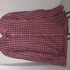Izod Men's Burgundy Plaid Button Down Shirt
